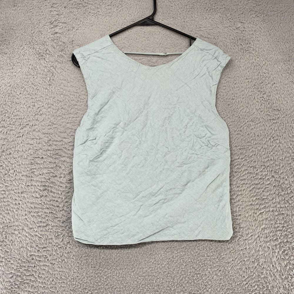 Abercrombie & Fitch Linen Tank Top Womens Medium Blue Open Back Lined Summer